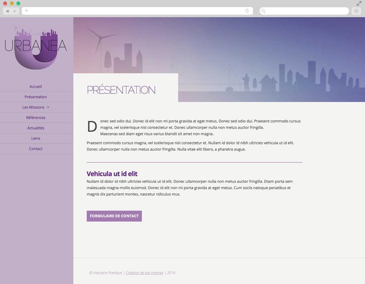Création de Site Internet Pas Cher pour un Cabinet d’Architectes Page de présentation (avec choix bandeau 1)