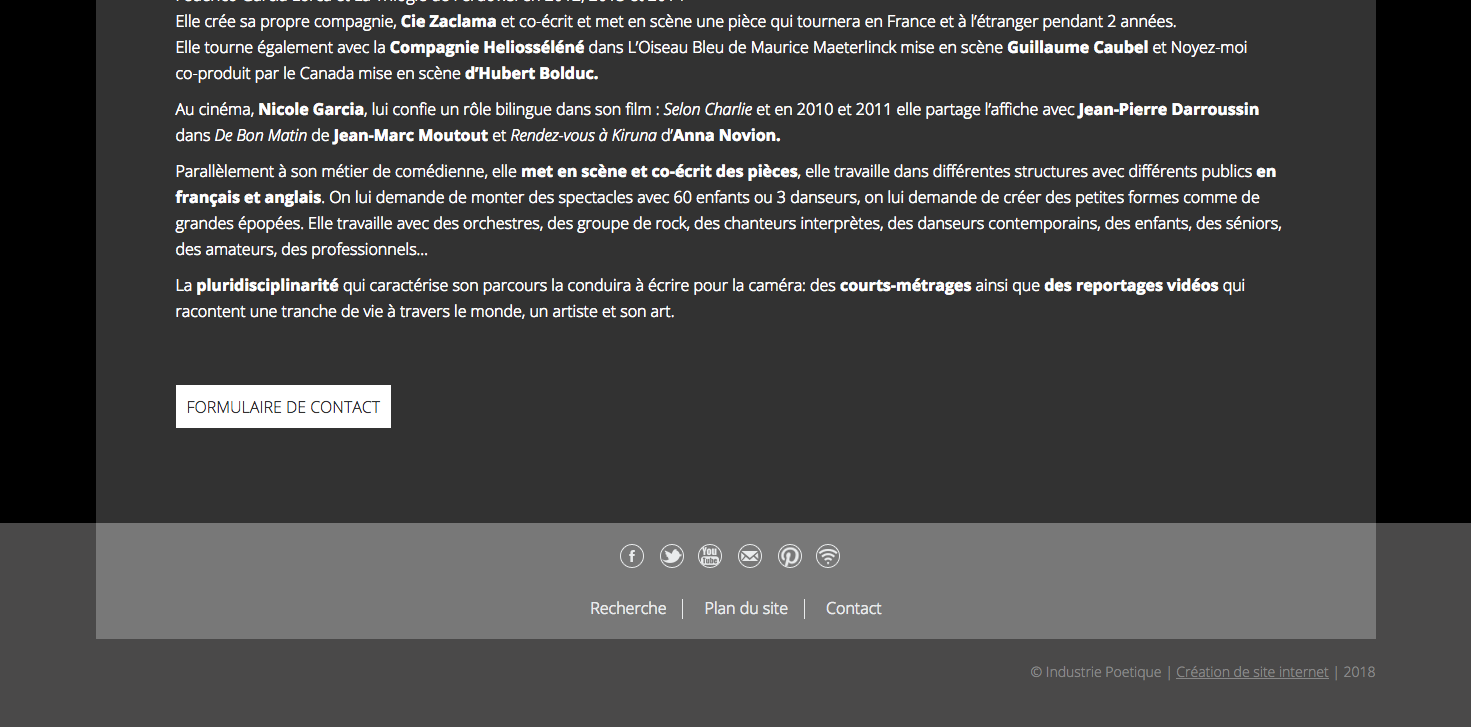 Exemples de Bas de Page, Footer, pour Site Internet 10- Exemple de footer simple avec un menu