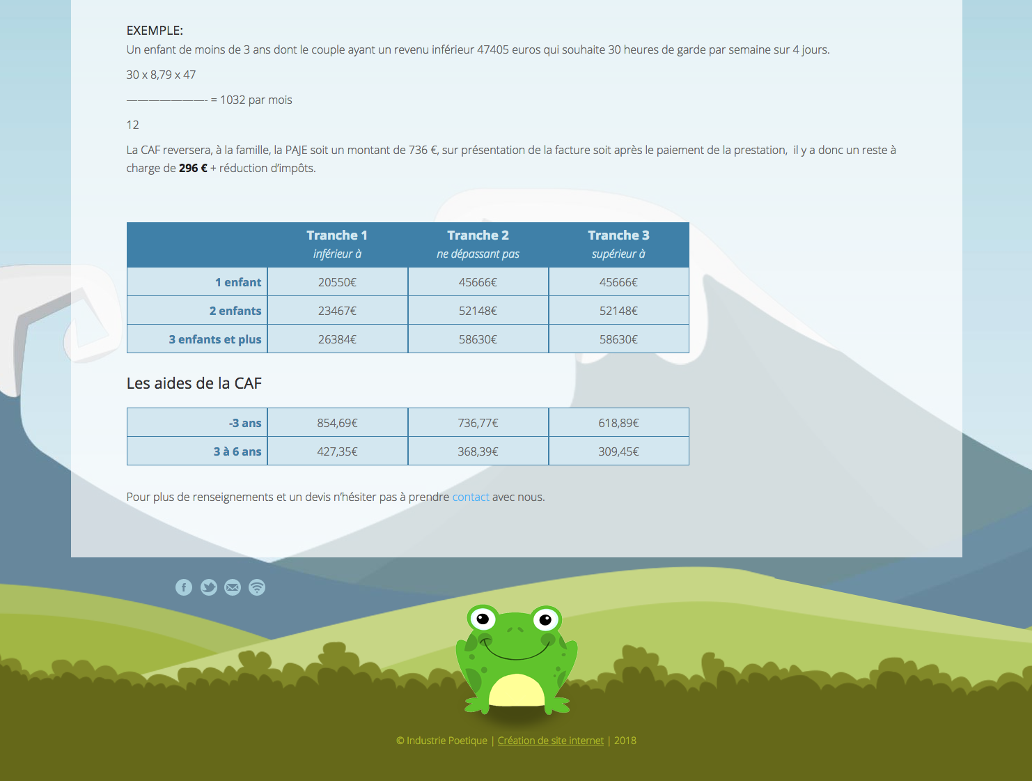 Exemples de Types de Contenue pour Pages Internet Exemple 24 : Tableaux avec données