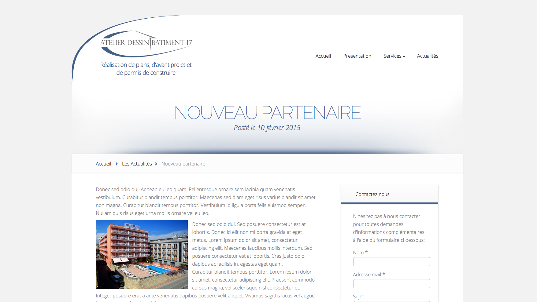 Exemples de Haut de Page, Header, pour Site Internet 14- Exemple d'header avec la date de publication