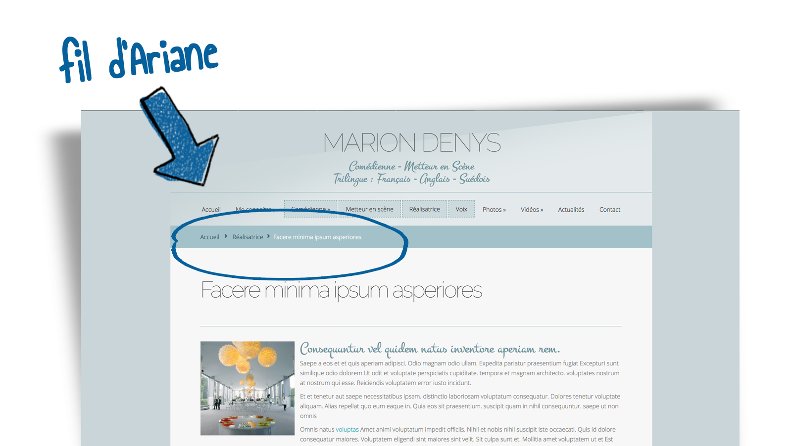 Exemples de fil d'Ariane (breadcrumb) pour un site internet Aide à la navigation pour vos visiteurs